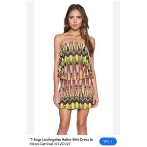 T-Bags Los Angeles Women’s Halter Mini Dress In Neon Carnival Size XS